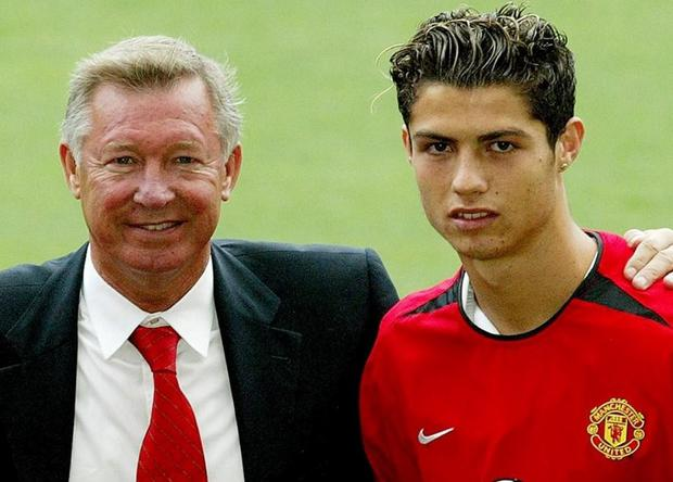 Sir Alex Ferguson with a young Cristiano Ronaldo